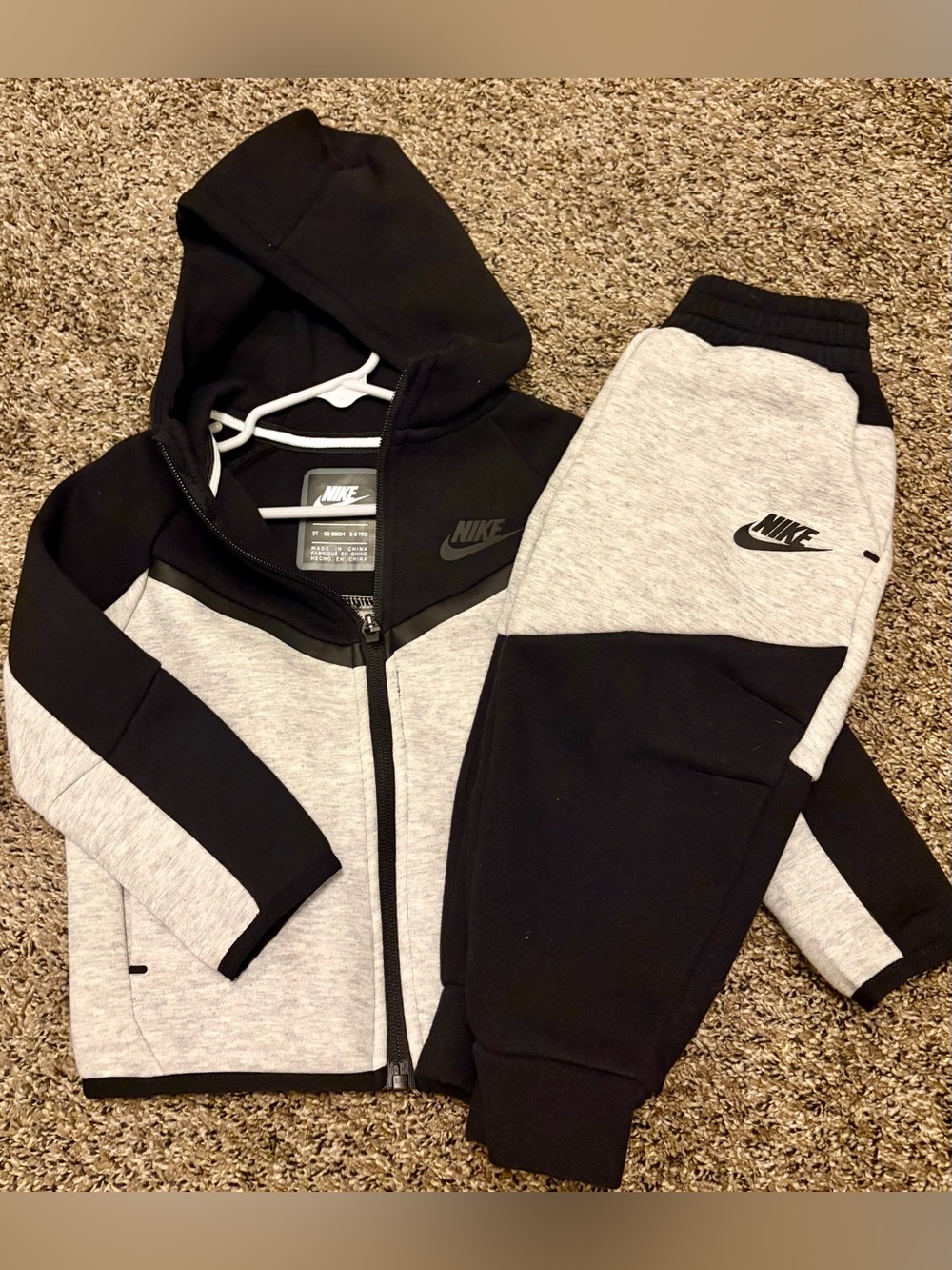 Nike Tech Toddler Black & Gray Colorblock Hoodie and Joggers Set